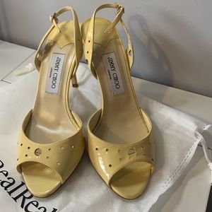 JIMMY CHOO pale yellow sling back sandals